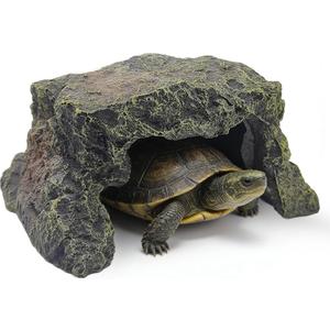 BNOSDM Reptile Hideout Rock,Tortoise Hide Cave,Resin Rock,Lizards Hideaway,Turtle Basking Platform,Reptiles Habitat Decor Tank Accessories for Bearded Dragon Gecko Snakes Chameleon Frogs
