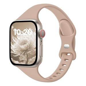 CREFORT Slim Band Compatible with Apple Watch Bands 38mm/40mm/41mm/42mm（Series 11 10）for Women Men,Soft Thin Narrow Silicone Sport Strap Wristbands for iWatch Series 11 10 9 8 7 6 5 4 3 2 1 SE Ultra MilkTea
