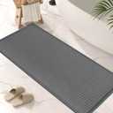Chenille Bathroom Rugs Rubber Non-Slip Backed Bath Rugs Soft Super Absorbent Non-Slip Quick Dry Bath mat, Washable Dirt-Proof Shower Floor mat, Bath Mats for Bathroom Door, Dark Grey 16x47in