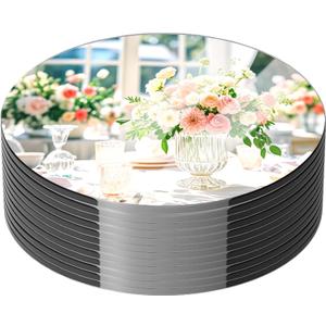 10 Pack Round Mirror Centerpieces for Tables Decorations, 10" Acrylic Circle Mirror Centerpieces Mirror Tray Candle Plate Centerpiece for Wedding Table Decorations Wall Decor (Round, 10inch)