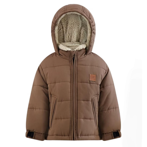 LONDON FOG Supply Boys Puffer Brown, M 10-12 , Stylish Winter Puffer Jackets