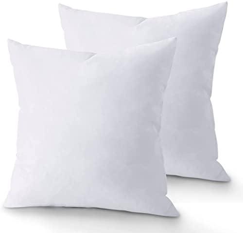 QUBA LINEN Throw Pillow Inserts (Set of 2, White), 20x20 Inches - Premium Cushion Fillers for Sofa, Bed, and Home Décor (20x20 Inch (Pack of 2))