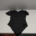 Womens Bodysuit Turtle Neck Polka Dot Sheer Mesh Long Sleeve Ribbed Bodysuits Jumpsuit (Small, Short Sleeve Black)