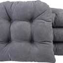 Klear Vu Gripper Overstuffed Universal Non-Slip Dining Chair Cushions for Kitchen Decor or Office Use, U-Shaped Skid-Proof Seat Pad, 15x15 Inches, 4 Count (Pack of 1), Linear Bluestone