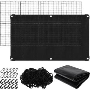 Cargo Net for Pickup Truck Bed 4' x 6' Stretches to 8' x 12' Mesh Bungee Net Cargo Netting with Portable Truck Bed Tarp Cargo Net for Daily and Rainy Day Loading of Trucks