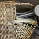Vintage Wicker Baby Carriage Decor，Woven Rattan Stroller Flower Basket Cart for Wedding Centerpieces, Baby Shower Party Supplies & Nursery Floral Arrangement Props Floral Rustic Home Decor