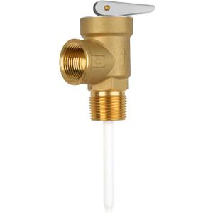 210F 150 Psi Temperature and Pressure Relief Valve Automatic with Extension Probe and Lever, 3/4"NPT Pressure Relief Valve, All Brass Body, CSA LISTED