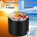 Pawtong 19oz Insulated Vacuum Food Jar with Buckle Lid Wide Mouth Soup Thermo for Hot Food Kids Leakproof Stainless Steel Lunch Container- Black-1Pack