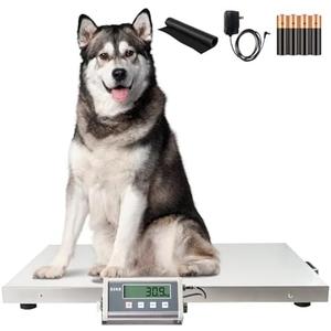SIKE Professional Veterinary Floor Scale 660 lb（300kg x 0.1kg） 36" x 22" Platform, Stainless Steel, Heavy Duty, Powered by 4 x AAA Batteries or AC Adapter, Digital Pet Scale