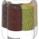 XIYAO 40lb Grain Storage Container, 360 Rotating Food Dispenser with Lid, Moisture Resistant Household, Airtight Storage for Black Rice, Yellow Rice and Small Beans (White)