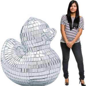 Disco Ball Style Duck Cardboard Cutout Stand-Up – 44" x 50" (1 Pc) - Ideal for Parties, Events & Retro Themed Decor