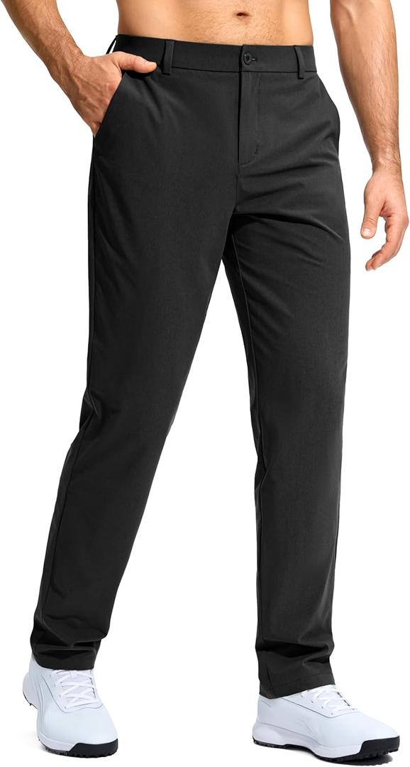 G Gradual Mens Golf Pants Stretch Dress Casual Pants 30"/32"/34" Lightweight Work Travel Slacks for Men with 4 Pockets (Black), M