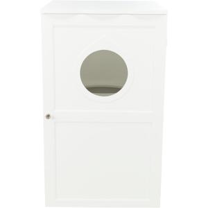 TRIXIE 2 Story Furniture Litter Box Enclosure (White), Hidden Litter Box for Cats, Double Layer, Big Front Door for Easy Cleaning, Large Hole for Easy Entry, Use as Side Table or Nightstand