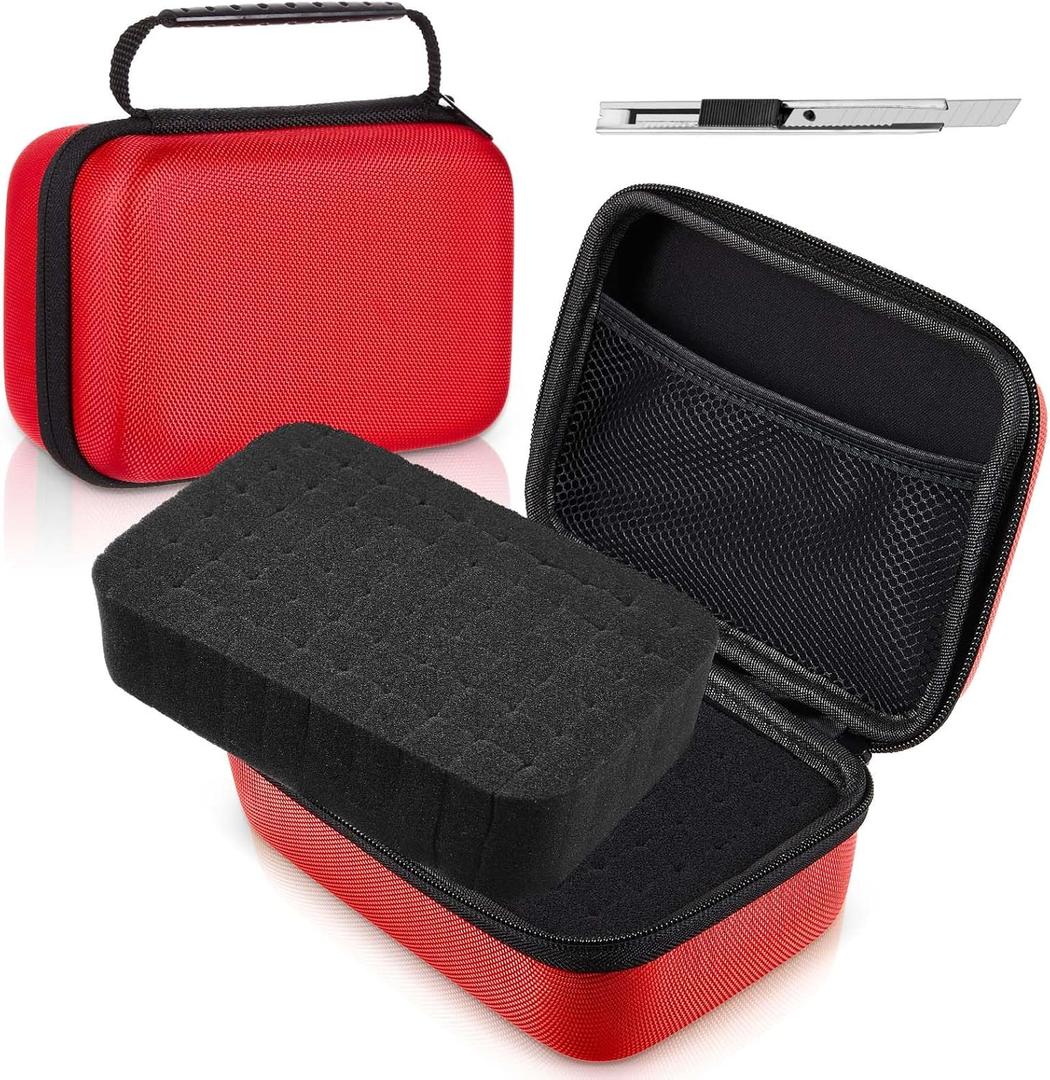 EVA Hard Case with Customizable Foam 7.1 x 4.7 x 3.1 Inch Protective EVA Carrying Case Shockproof Outdoor for Camera, Digital Products, Electronic Instruments with Knife, Orange