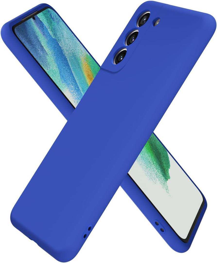 oakxco for Samsung Galaxy S21 Fe Case Silicone, Ultra Slim Thin Phone Case for Women Girls, Plain Solid Color Minimalist Aesthetic Cute Girly Design, Soft Rubber Gel TPU with Camera Cover, Royal Blue