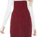 Tanming Women's Corduroy A Line Cute Jumper Pinafore Bib Overall Mini Dress Skirt (Medium, Wine Red)