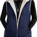 YUCOLEN Womens Puffer Vest Reversible Hooded Fleece Coat Quilted Zip Up Sleeveless Jacket Winter Outerwear with Pockets