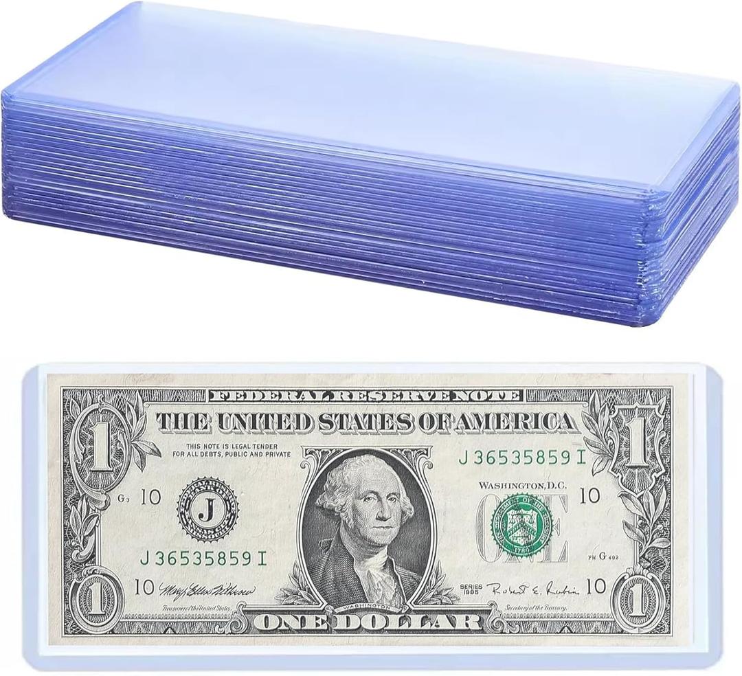 2 x 30 Pack Dollar Bill Protector Sleeves,Waterproof Scratch-Resistant Top-Load Dollar Bill Holders for Collectors Hard Plastic Display Cases,Organizer for Collectors