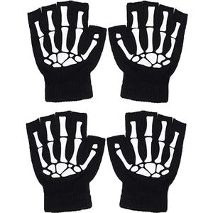Ayhcclth Womens/Mens/Kids Full/Half Finger Skeleton Gloves Hand Warmer Knit Gloves