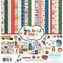 Carta Bella Paper Company School Days Collection Kit paper, navy, red, yellow, green, 12-x-12-Inch
