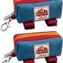 Dog Poop Bag Holder Zippered Pouch, Portable Dog Poop Bag Dispenser with 1 Metal Clip, Fashion Color Matching Canvas Waste Bag Holder for Leashes - 2pack