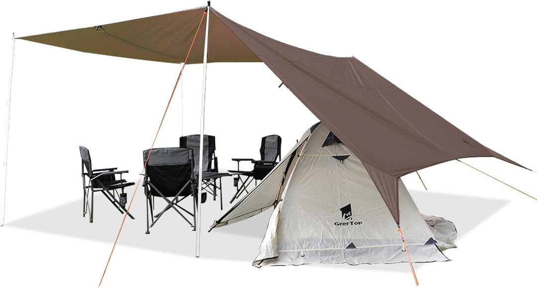 GEERTOP 17 x 10 ft Camping Tarp Lightweight Large Waterproof Hammock Rain Fly Shelter Backpacking Tent Tarp for Outdoor Hiking Bushcraft Survival Travel (Pine Cone Brown)