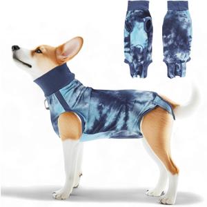 Recovery Suit for Dogs, Dog Onesie Suit for Post-Surgical, Dog Recovery Suit, Dog Clothes for Abdominal Wounds and Skin Conditions, Blue, Small