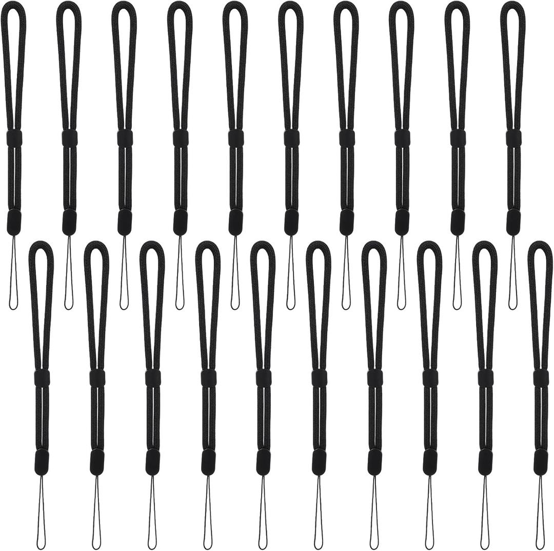 20 Pcs Wrist Strap Lanyard, 8.3 inch Hand Wrist Strap Lanyard, Adjustable Wristlet Phone Lanyards for Camera, Keys, Keychain, Phone, USB Flash Drive, Wallet, ID Name Tag Badge (Black)
