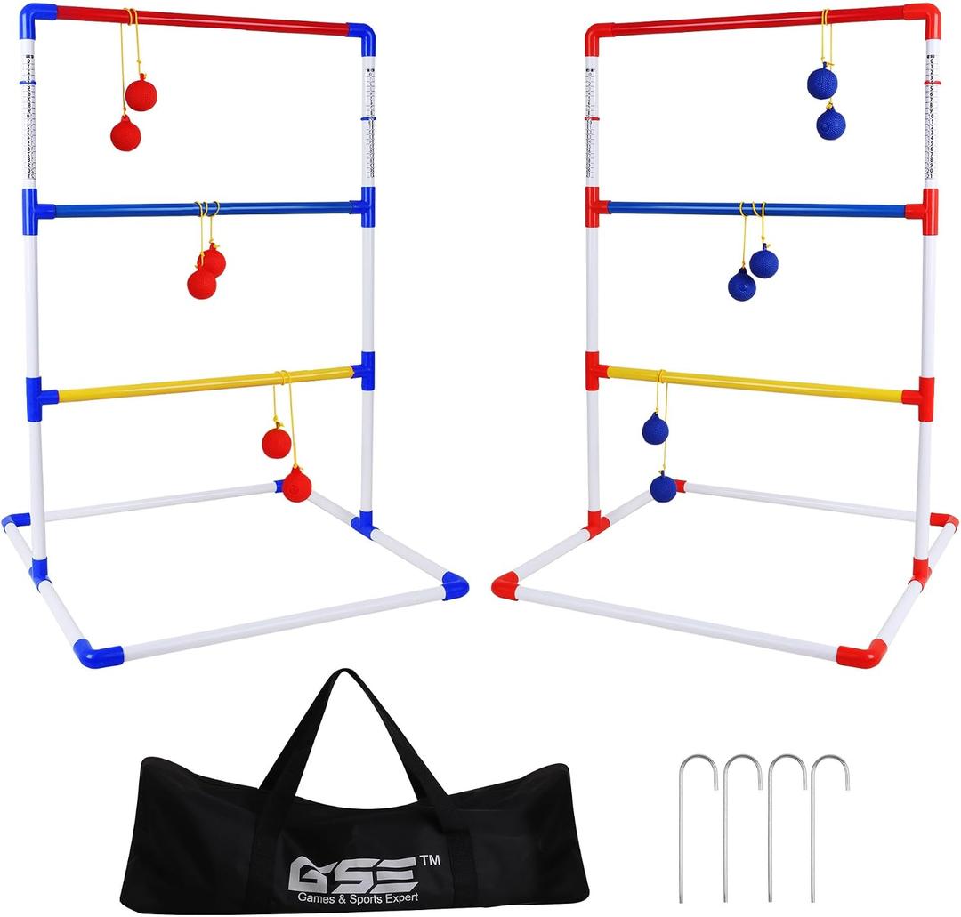 GSE Games & Sports Expert Premium Plastic Ladder Ball Toss Game Set with 6 Bolas & Carrying Bag, Portable Outdoor Games for Backyard, Lawn, Beach, Camping, Tailgate Party with Family, Friends