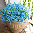 HyeFlora Artificial Fake Outdoor Flowers Plants for Spring Summer Decor, 12 Bundles Outside Silk Blue Morning Glory UV Resistant Look Real Faux Flowers for Front Door Patio Porch Yard Window Balcony