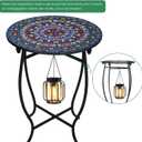 Fashion&cool Small Outdoor Side Table, 14" Round Patio Side Table, Weather Resistant Metal Desk End Table Side Table for Patio Yard Porch Balcony Garden Bedside, Plant Stand for Indoor Outdoor
