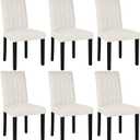 VECELO Upholstered Dining Chairs Set of 6, Modern Accent Parsons with Comfort Seat, Solid Wood Legs w/Rubber Footpads, for Living Room Kitchen, Beige