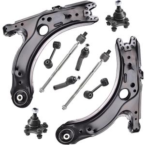 10pcs Suspension Kit for Volkswagen Beetle Golf Jetta 2001-2010, Front Lower Control Arms and Lower Ball Joints Sway Bar Links Inner and Outer Tie Rod Ends