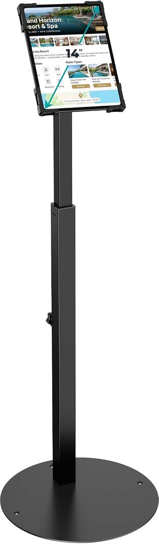 Anti-Theft iPad Kiosk Stand, Adjustable Tablet Floor Stand for Business Retail POS Checkout, Security Display Mount Fits 10-14" iPad Pro 12.9 11 10.9, Galaxy Tab & Surface Pro, 360 Rotating