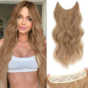 Halo Hair Extensions 20 Inch Invisible Wire Hair Extensions Adjustable Long Wavy Hairpiece Synthetic Upgrade 4 Secure Clips in Hairpieces 20 Inch,Honey Blonde