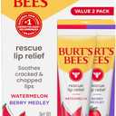 Burt's Bees Rescue Lip Relief, Watermelon & Berry Medley, Hydrating Lip Balm for Dry Cracked Lips, with Responsibly Sourced Beeswax and Shea Butter, 100% Natural Origin, 2 Pack, 0.35oz