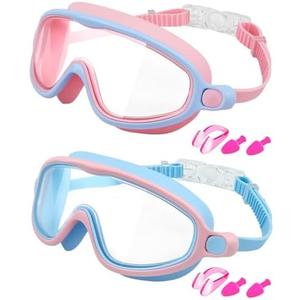 Rantizon Swim Goggles 2 Pack, Wide View Anti Fog & UV Swimming Goggles for Adult, No Leaking Swim Glasses for Men Women Kids black