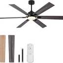 60 Inch Ceiling Fans with Lights and Remote Control, Black Indoor/Outdoor Ceiling Fan with 35W 3CCT Dimmable LED Light - 6 Speed Quiet Reversible DC Motor,6 Blades for Large Bedroom Living Room Patio