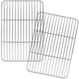 Cooling Racks for Cooking and Baking, Set of 2 Square Wire Racks Small Cookie Baking Rack 17 x 11 for Cooking Baking Roasting Grilling Drying, Oven & Dishwasher Safe 100%