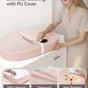 COMOMY Baby Changing Pad with Wipeable & Waterproof PU Cover, Contoured Diaper Changing Pad for Dresser with Non-Slip Safety Belt, Portable and Lightweight, Large Cushioned Foam, Pink