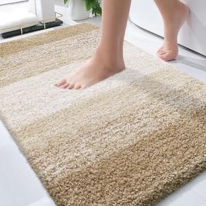 OLANLY Bathroom Rugs Mat 30x20, Extra Soft Absorbent Microfiber Bath Rugs, Rubber Backing, Quick Dry, Machine Washable Bath Mats for Bathroom Floor, Tub and Shower, Home Decor Accessories, Tan