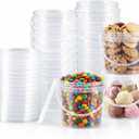 20 Pack 16 oz /500 ml Clear Plastic Bucket with Handle and Lids Food Storage Containers Freeze Safe Ice Cream Tubs for Deli Kitchen Drinks Home