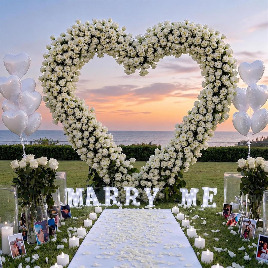 Coume 88 Pcs Marry Me Proposal Kit Wedding Proposal Decorations, White, 6.6 x 6.6 ft / 2 x 2 m