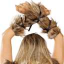 PURFUN Fuzzy Faux Fur Arm Warmers with Leather Band Adults Furry Night Club Cosplay Halloween Medieval Costume Arm Cover Wrap