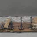 SKOLOO Rustic Wall Mounted Coat Rack: 16" Hole to Hole, Pine Real Wood Plank Wall Coat Rack with 5 Triple Hooks, Farmhouse Coat Hanger Wall Mount for Hanging Backpack Jacket Coat Hat (Brown Plate & Black Hook)