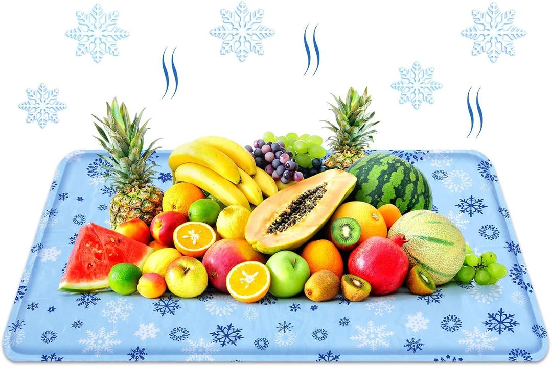 Reallnaive 24 x 35 Inches Extra Large Reusable Freezable Ice Mat for Buffet 1 Pc Chilled Serving Tray Cooling Charcuterie Cooler for Food Cheese Deli Meat Veggie Sushi