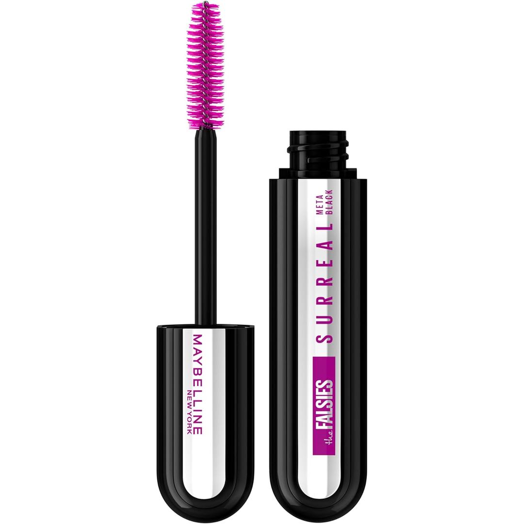 Maybelline The Falsies Surreal Extensions Washable Mascara, Volumizing, Lengthening Mascara Make Up, Meta Black, 1 Count (0.33 Fl Oz (Pack of 1))