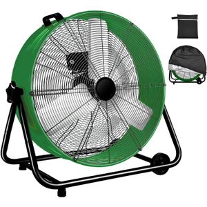 WARMLREC Industrial Fan 24 Inch Heavy Duty Drum 3 Speed 8800 CFM Air Circulation High Velocity Fan For Warehouse, Workshop, Factory, Commercial, Residential and Greenhouse Green