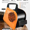 Air Mover Blower Fan: High Velocity Floor Fans for Cooling and Drying, Carpet Dryer with Heater, Filter, UV Light, 3 Speeds, 185 Rotating for Industrial, Orange, Large