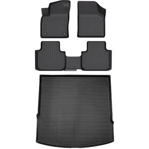 HAFIDI® Floor Mats & Cargo Liner Set Fit for 2020-2025 2026 Volkswagen Atlas Cross Sport (5 Passenger) All Weather Protection TPE Anti-Slip Car Floor Liners VW Atlas Cross Sport Accessories -Black